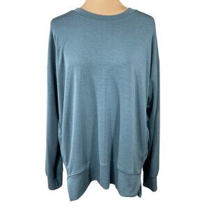 Sage Collective Sweatshirt Dark Teal Crew Neck Size L Large Women's Pockets